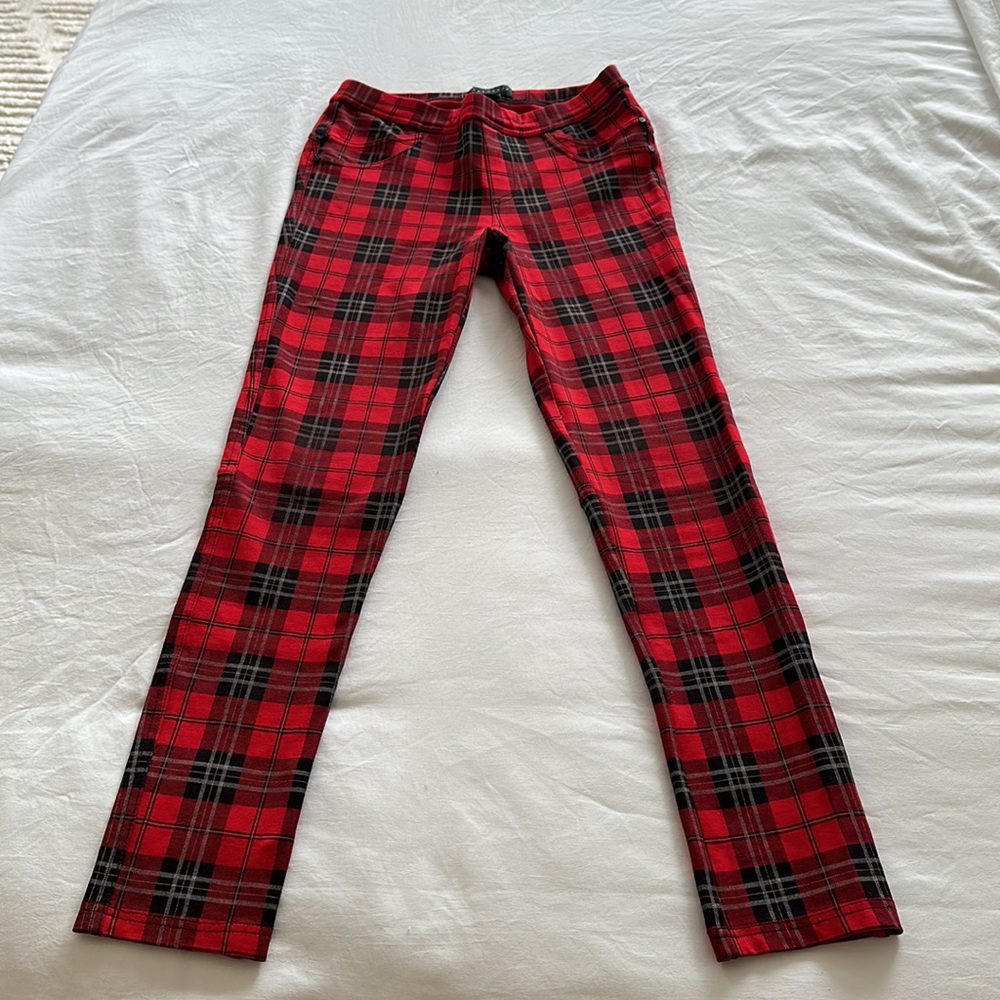 Sanctuary red plaid pants, size XS